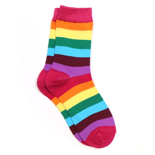 Vibrant Rainbow Striped Organic Cotton Blend Socks by Peace of Mind